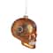 Orange Day of the Dead Glass Skull Halloween Ornament